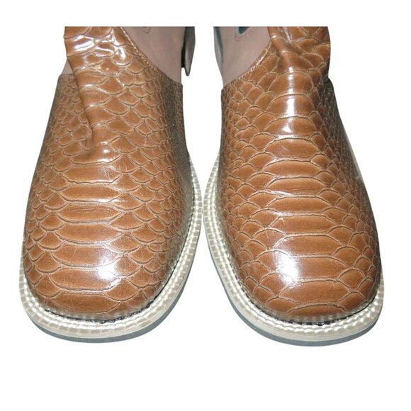 Rodeo Western Vegan Suede and Python Embossed Leather Ankle boots size 46 US 12 - Picture 2 of 10